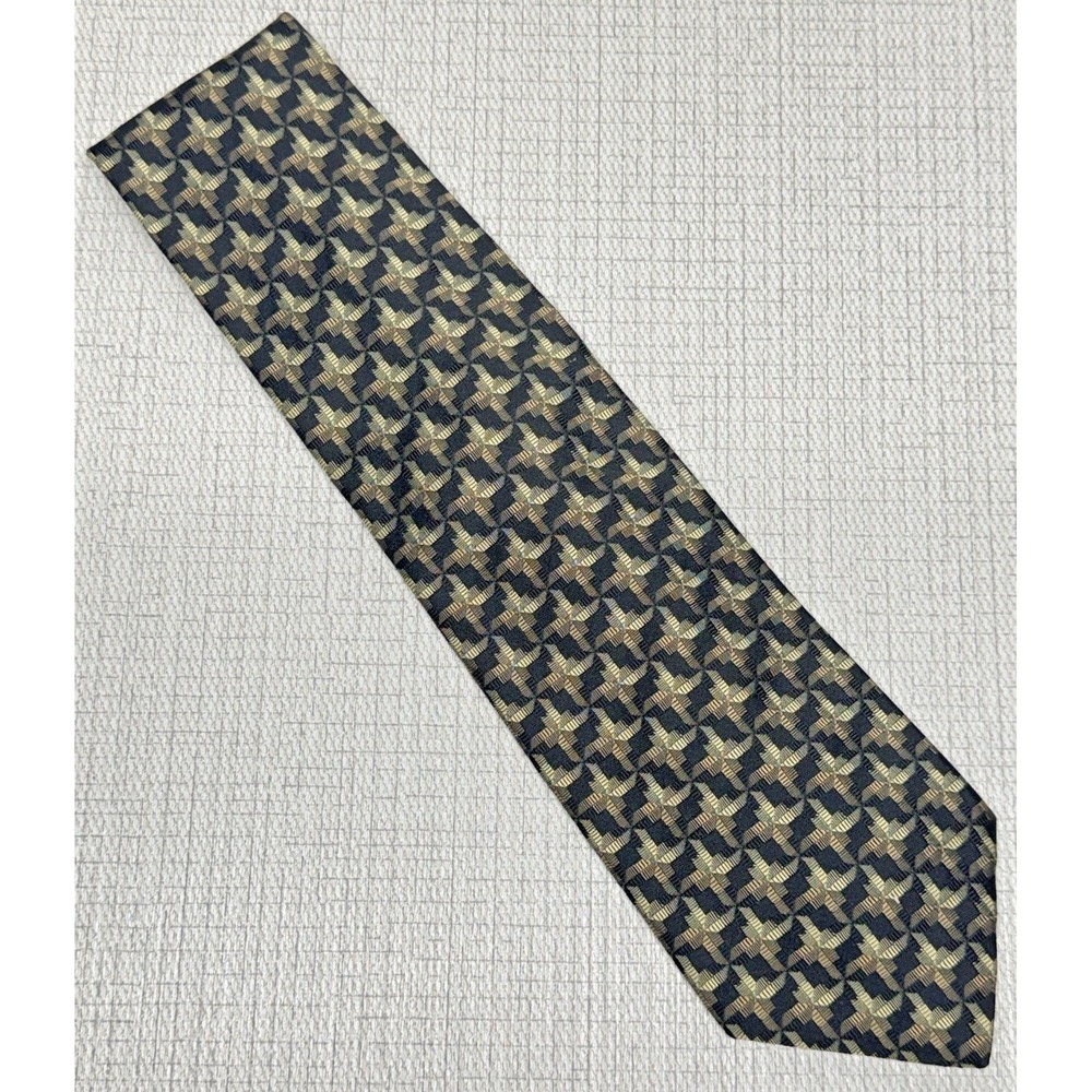 Robert Talbott Tie Mens OS Black Gold Geometric Silk Best of Class Preppy Ivy